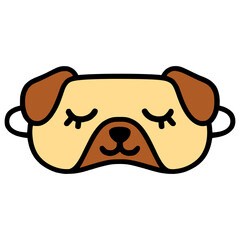 dog sleeping mask flat color vector illustration template design