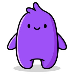 cute purple cartoon character flat color vector illustration template design
