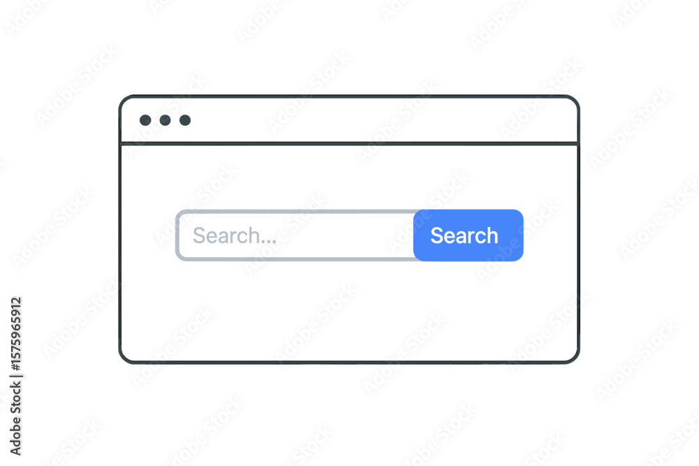 Poster modern search bar ui vector, website search form template, minimal browser window, isolated web inte