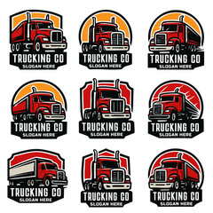 Obraz premium Set of bold truck and transport vehicle company emblems