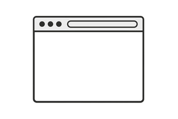 Fototapeta premium Minimalist Web Browser Window Interface. Blank UI Template. Simple Vector Browser Frame. Modern Internet Page Layout. Clean Design. Isolated Mockup. Editable Outline. Transparent Background.