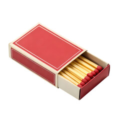 Crimson Matchbox and Matches A CloseUp View isolated on transparent background