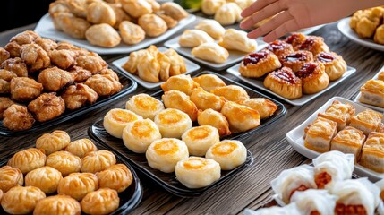 Assorted Delicious Pastries on a Rustic Table Setting for Sweet Indulgence