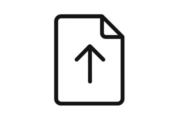 Upload File Icon. Document with Up Arrow. File Transfer, Upload, Download, Share, Synchronize, Cloud Storage, Web Page, Mobile App, UI, Data Exchange, Digital Document