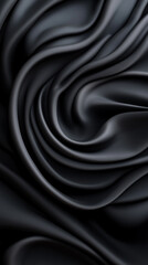 Fototapeta premium Smooth black fabric draping elegantly with rich texture