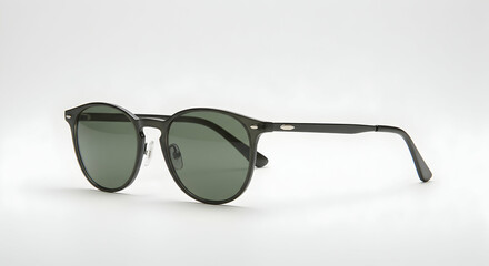 Sunglasses with Dark Frames and Lenses on White Background