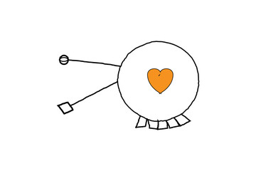 White round sticker-style design with an orange heart icon at the center, perfect for love-themed scrapbook, cards, or overlays