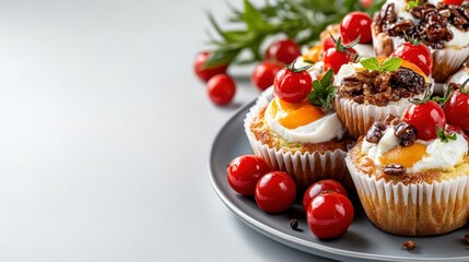 Deliciously Decorated Cupcakes with Cherry and Cream Topping Delight