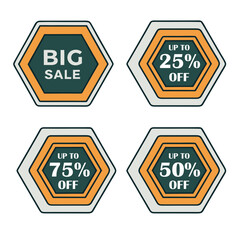 Obraz premium Hexagonal sale badges with discount percentages offer
