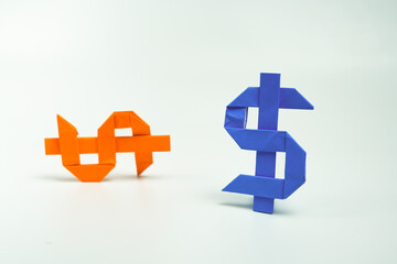 creative concept of a dollar money made from origami paper