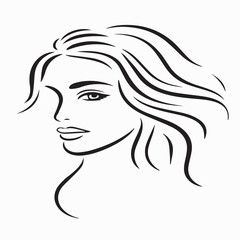 Elegant Woman's Face Line Art  A Minimalist Profile Drawing