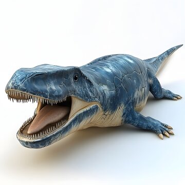 Detailed Dakosaurus andiniensis illustration with open mouth showing sharp teeth. Realistic marine reptile on white background. Mythical creature isolated on a white background