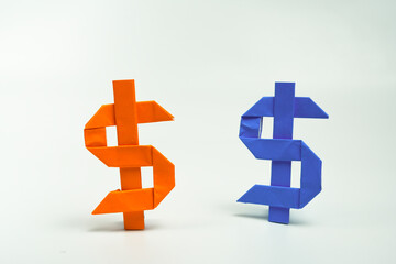 creative concept of a dollar money made from origami paper