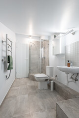 Modern Home Bathroom Interior With Glass Shower and Contemporary Design