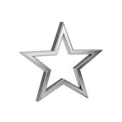 Metal five-pointed star for decoration isolated PNG with Transparent Background