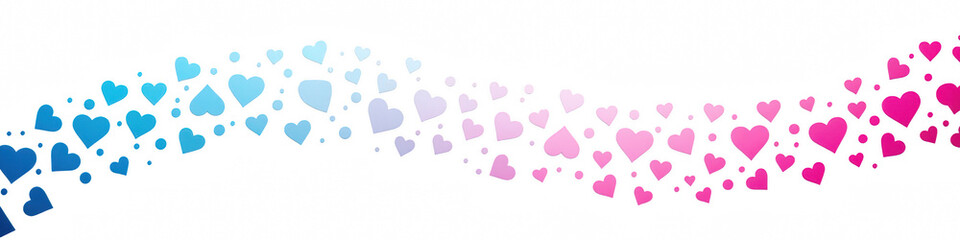 Colorful hearts in gradient pattern create whimsical and cheerful design, perfect for expressing love and joy