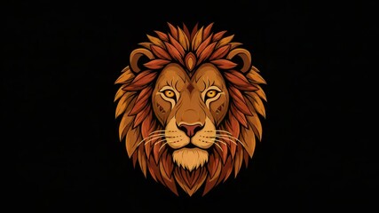Tribal lion head ornament in warm African style — bold and symbolic design for World Lion Day