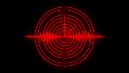Red circular target with audio wave - Powered by Adobe