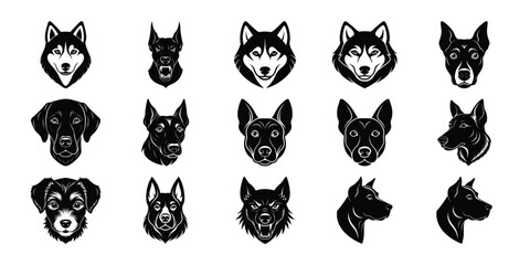 Fototapeta premium Collection of Dog and Wolf Head Silhouettes