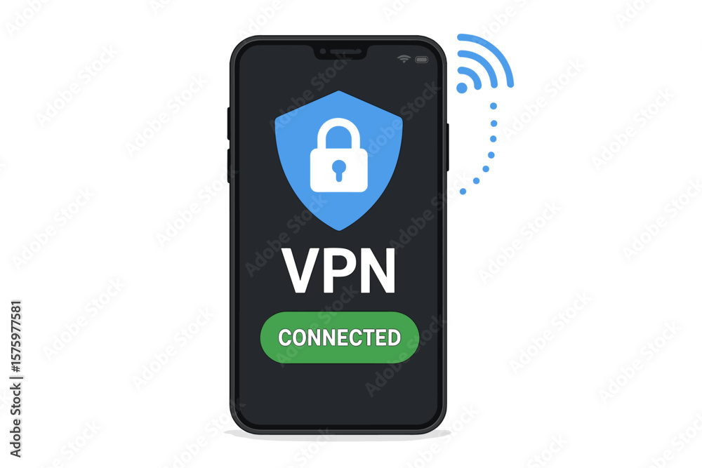 Poster mobile vpn service concept. phone with secure vpn connection. virtual private network. cybersecurity
