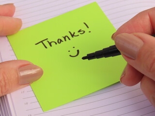Woman hands writing the expression 