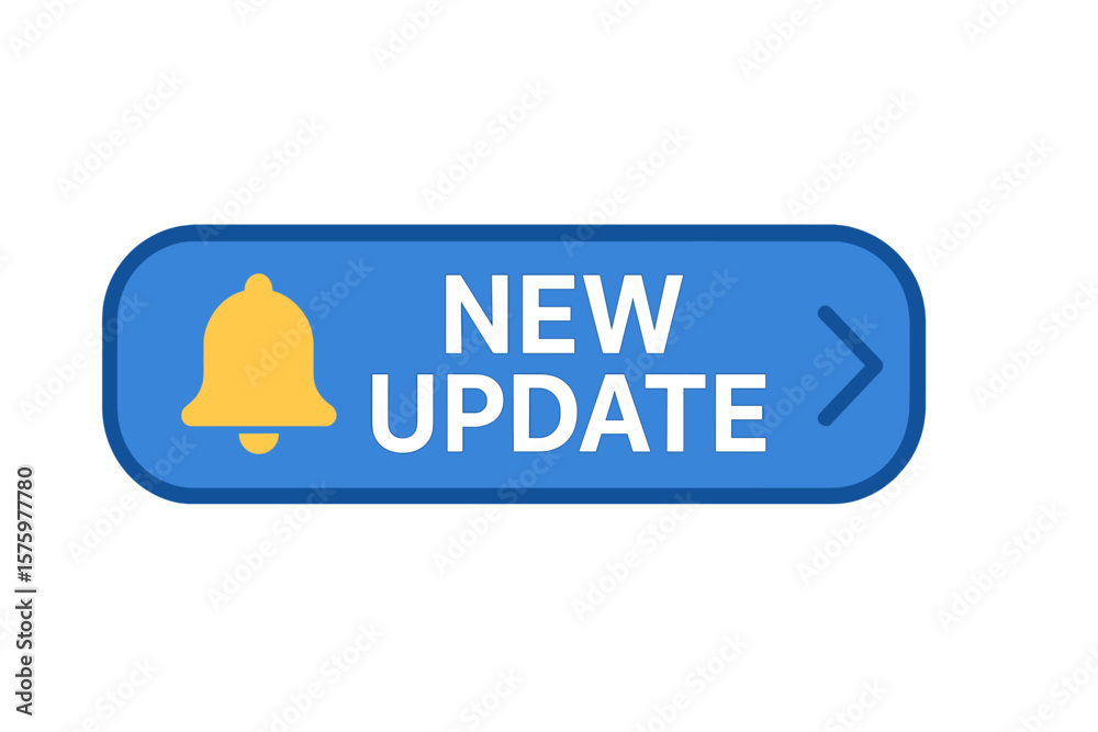 Fototapete new update notification with bell icon. system software upgrade announcement. modern label for new v