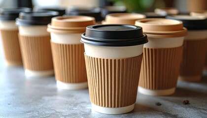 Row of coffee cups