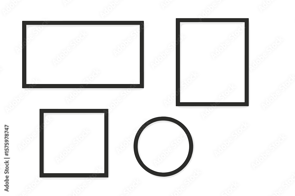 Poster realistic photo frame mockup set with shadow. collection of blank picture frames for wall gallery pr