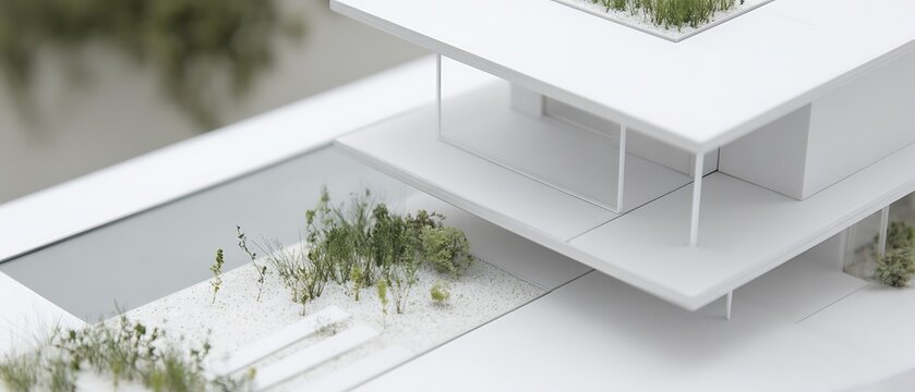 Architectural model of a modern multi-level structure.