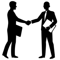 Fototapeta premium Businessmen shaking hands agreement partnership silhouette vector illustration