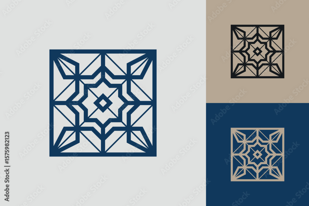 Fototapete Geometric square logo icon. Square concept vector design with minimalistic linear style