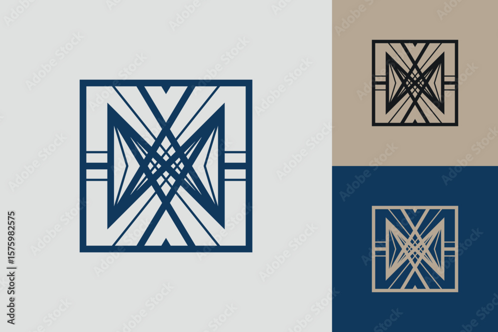 Fototapete Geometric square logo icon. Square concept vector design with minimalistic linear style