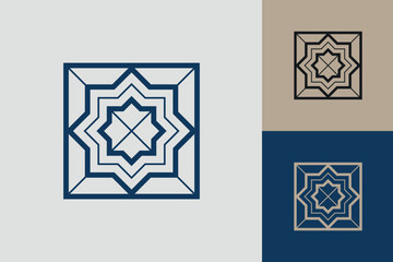 Geometric square logo icon. Square concept vector design with minimalistic linear style