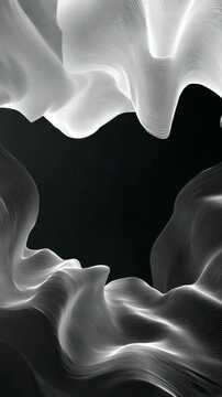 Flowing White Luminous Lines on Black Inspired by African Desert &ndash; Ultra HD Abstract Symmetrical Motion
