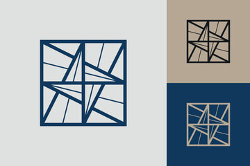 Geometric square logo icon. Square concept vector design with minimalistic linear style