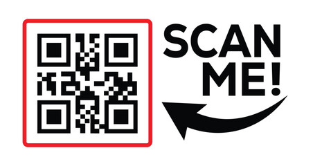 QR code scan icon set. Scan me frame. QR code scan for smartphone. QR code for mobile app, payment and identification. Vector illustration.