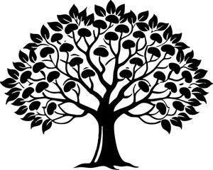 Obraz premium Black and white stylized tree illustration; strong, symbolic, nature graphic design element.