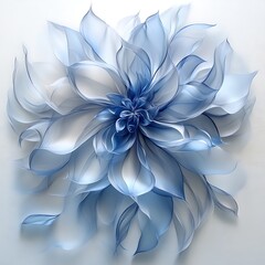 Delicate, light-blue flower sculpture, intricate, and ethereal