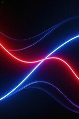 Abstract Neon Wave Background Red and Blue Glowing Lines