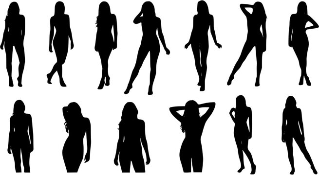 Silhouettes of sexy women, vector collection
