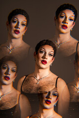 Stunning Latin Drag Queen With Reflections in a Captivating Optical Display