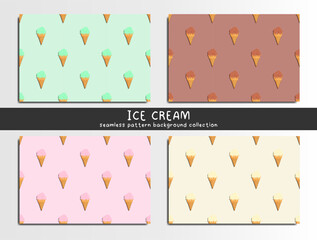 Naklejka premium Ice cream seamless pattern background collection with pastel color cones creating playful and sweet design for summer decoration