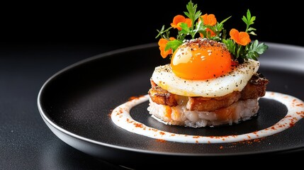 Deliciously Plated Gourmet Meal Artfully Presented on Elegant Tableware