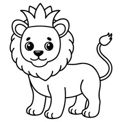 lion outline vector art for coloring page