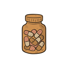 Brown Pill Bottle with Capsules