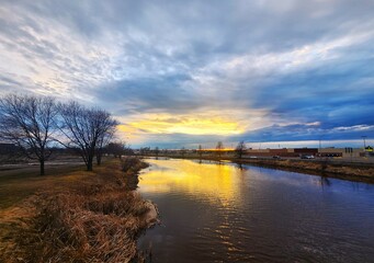 sunset over the river