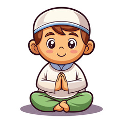 Cartoon boy in prayer pose
