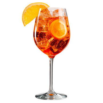 Free photo glass of aperol spritz cocktail isolated on transparent background.
