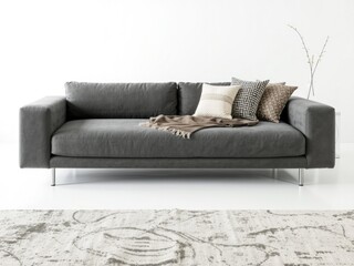 Sleek Slate Fabric Sofa Bed for Cozy Living