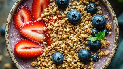 Smoothie Bowl Delight with Fresh Fruit and Granola